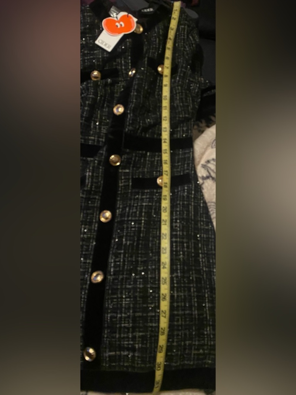 Cider Black Tweed Short-Sleeve Button-Front Mini Dress / XXS - Picture 15 of 16